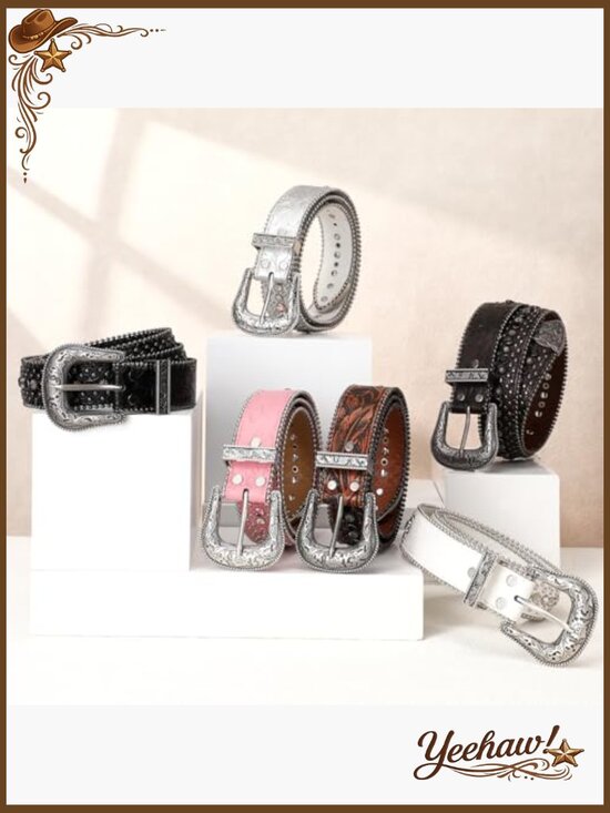 Bling Rhinestone Studded Western Cowboy Belt for Jeans main image 4